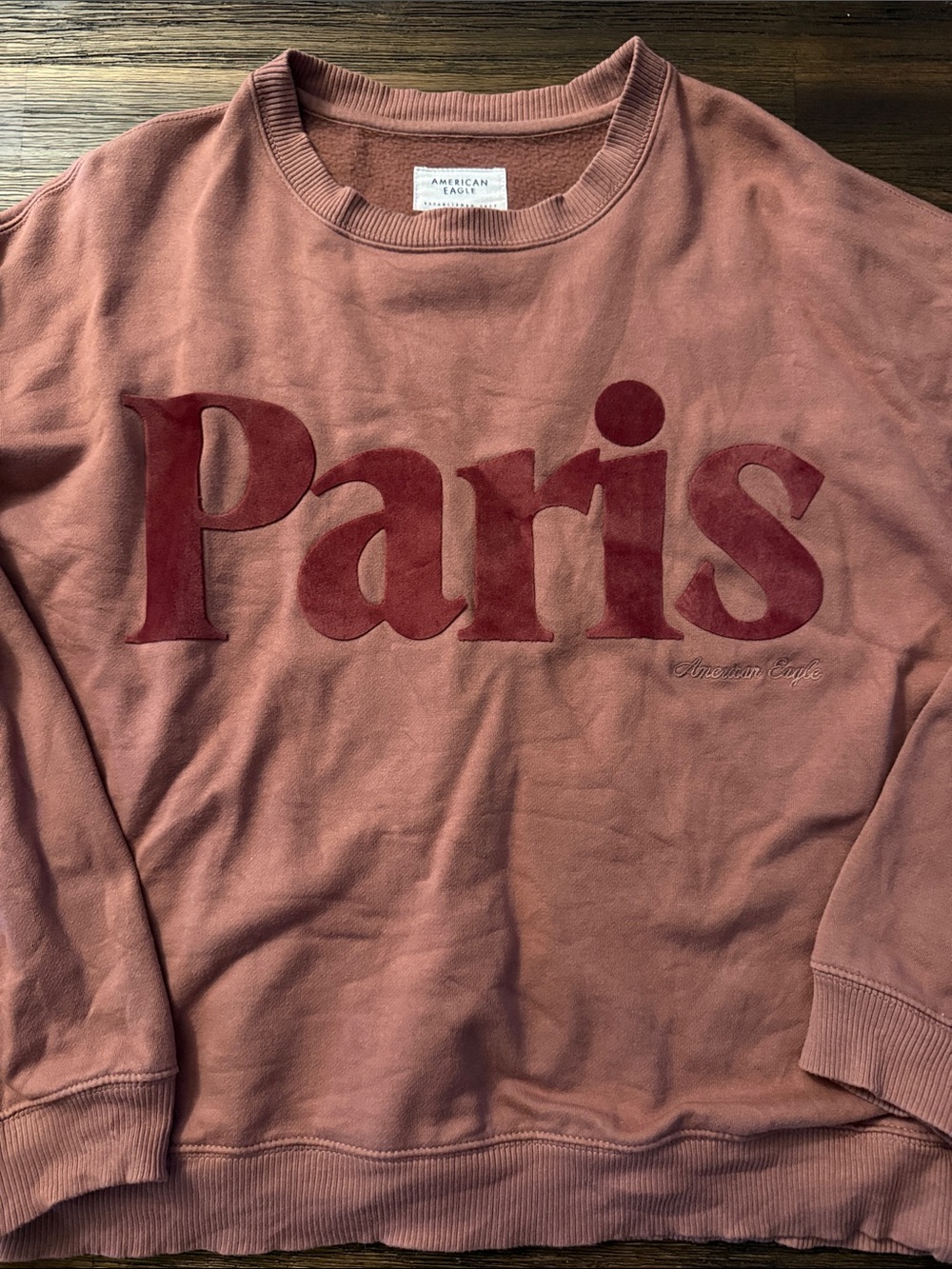 American Eagle Mauve Brown Paris Long Sleeve Crewneck Sweatshirt Medium